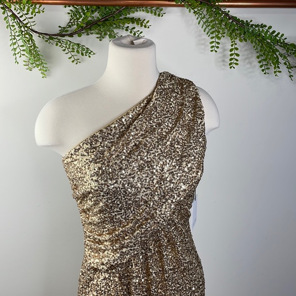 Calvin Klein Dresses & Skirts - Calvin Klein one shoulder gold sequin dress 4